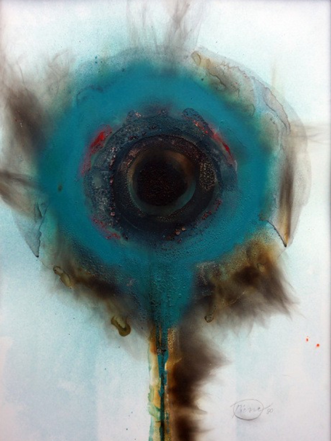 Piene - ohne Titel Feuergouache blau